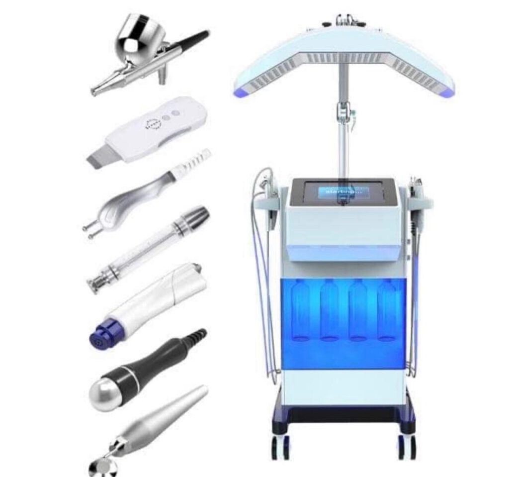 Different handheld equipment for HydraFacial treatment.